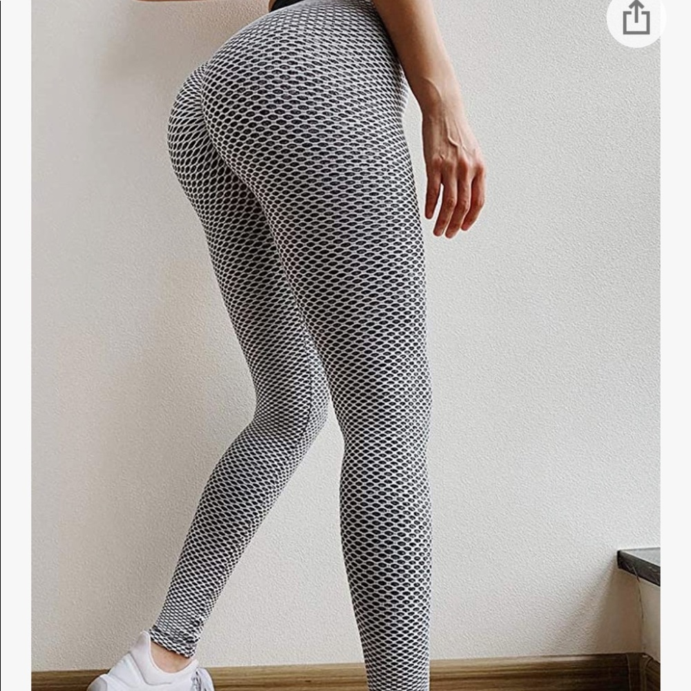 Grey butt lifting high waisted leggings - Picture 5 of 8